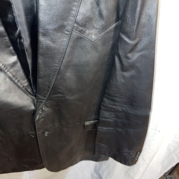 Circle S Men’s Leather Jacket Size 46L Large Black Leather Going Out Party - Picture 7 of 12